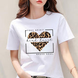 Modal Stoff frauen Leopard Print Herz Druck Neue Kurzarm