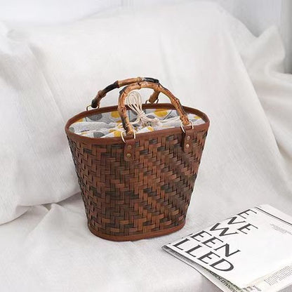 Vintage Hand-woven Acrylic Handle Women's Woven Tote