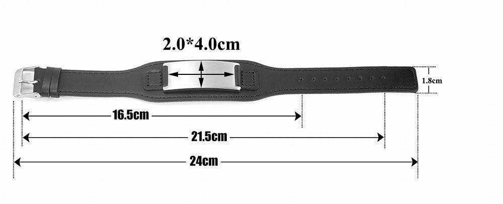 Handpoliertes, quadratisches Edelstahlarmband aus Leder mit Schriftzug