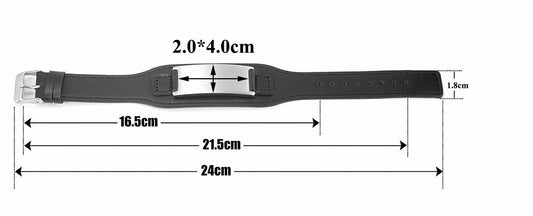 Handpoliertes, quadratisches Edelstahlarmband aus Leder mit Schriftzug