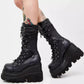 Lace-Up Combat Boots Black Bucke Chunky Boots For Women Winter Shoes