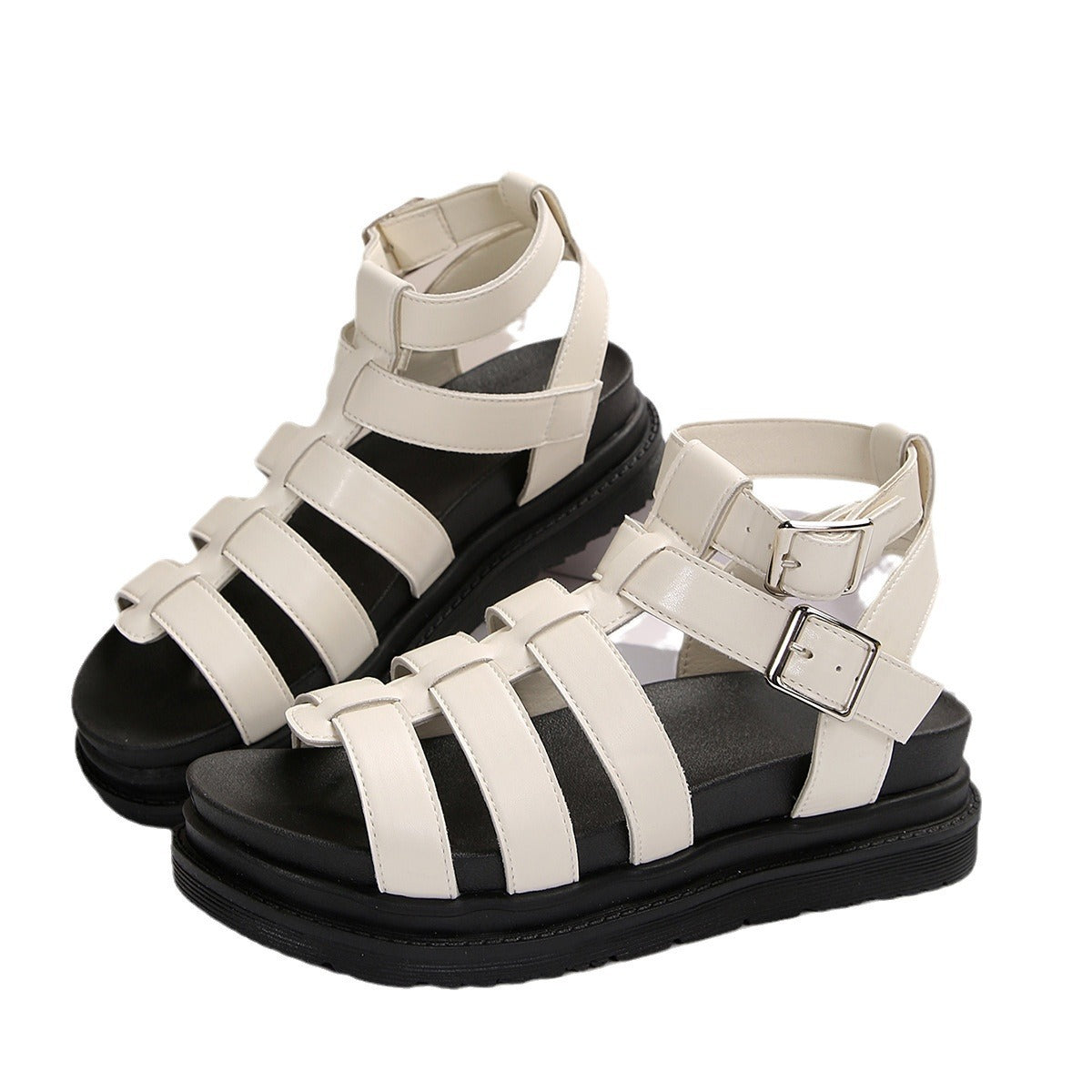 Hollow-out Belt Buckle Platform Pig Cage Sandals Foreign Trade Roman Shoes