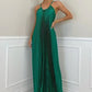 Banquet Simple Temperament Pleated Long Halter Dress