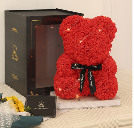 Liebesgeschenk Rosenbär Ewige Blume Rose Teddybär PE-Schaumbär 25 cm