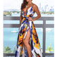 Women's Split Printed Beach Maxi Dress