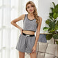 Solid Color Short Lace Up Vest Shorts Home Wear Casual Suit