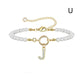 2024 New Fashion Toggle Clasp Initial Bracelet Women A-Z Letter Pendant 6mm Pearl Bracelet For Women Jewelry Gift