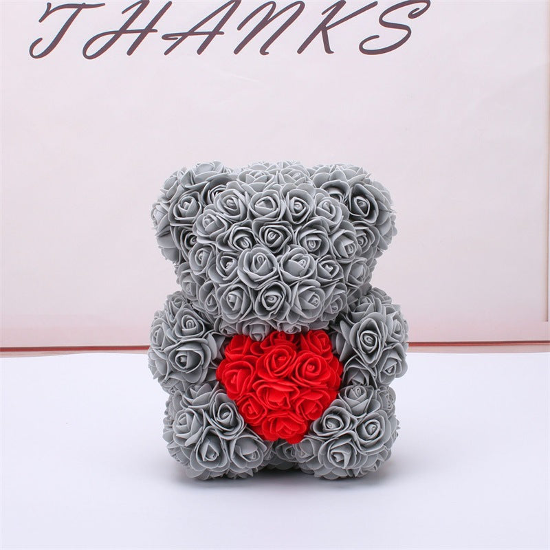 Love Gift Rose Bear Eternal Flower Rose Teddy Bear PE Foam Bear 25cm